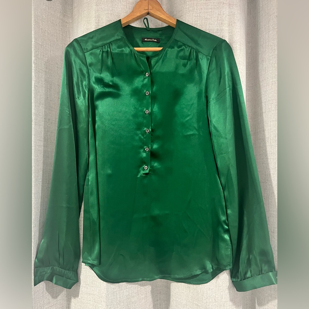 Massimo Dutti Emerald Silk Blouse